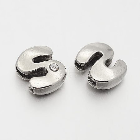 Letter Slider Beads for Watch Band Bracelet Making ALRI-O012-S-NR-1