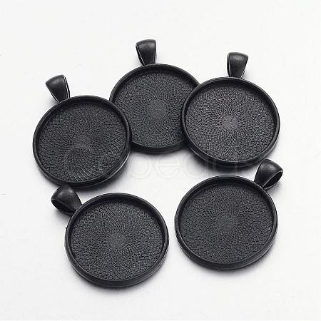 Electrophoresis Alloy Flat Round Pendant Cabochon Settings PALLOY-Q304-16-NR-1