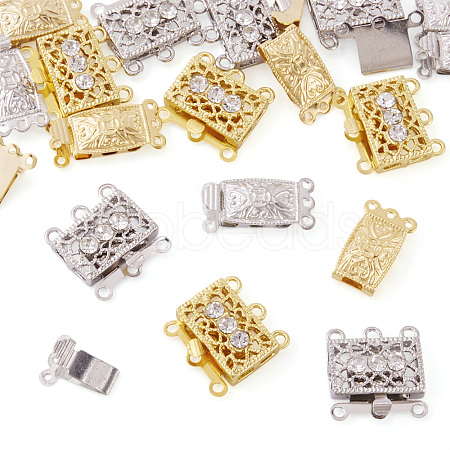 20Pcs 4 Style Brass Filigree Box Clasps KK-PJ0001-15-1