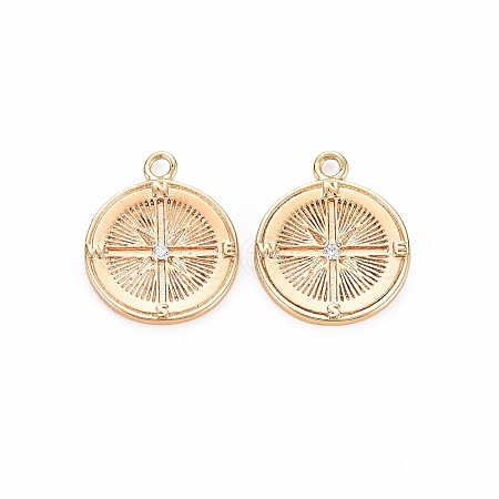 Brass Micro Pave Clear Cubic Zirconia Pendants KK-S356-681B-1