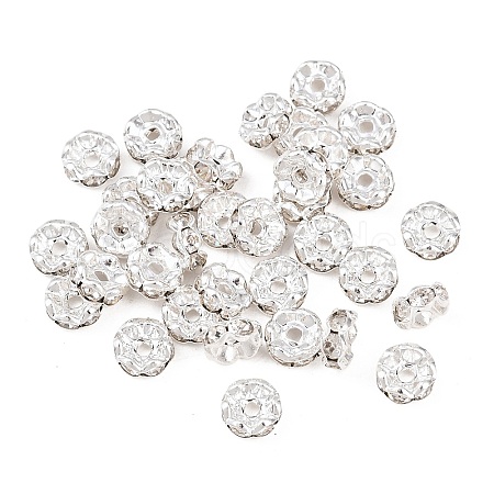 Rack Plating Brass Rhinestone Spacer Beads RSB028NF-01S-1