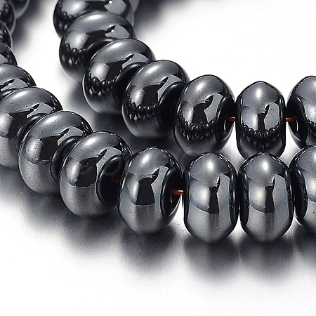 Pearlized Non-magnetic Synthetic Hematite Rondelle Beads Strands X-G-F230-02-1