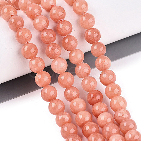 Natural Dyed Yellow Jade Gemstone Bead Strands X-G-R271-8mm-Y31-1