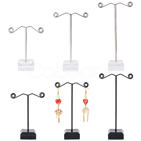 2 Sets 2 Styles T-Bar Iron Earring Display Stand Holder EDIS-FG0001-57-1