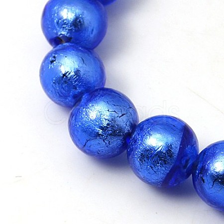 Handmade Silver Foil Glass Beads Strands FOIL-G019-10mm-05-1