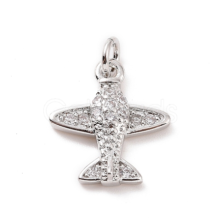 Brass Micro Pave Cubic Zirconia Charms KK-C012-42P-1