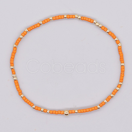Bohemian Style Rainbow Glass & Brass Beaded Handmade Fashion Women's Bracelet QD2599-5-1