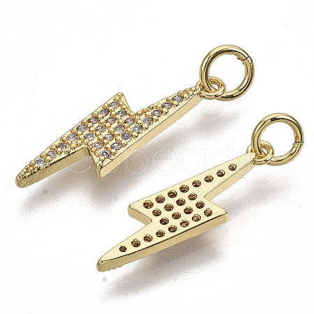 Brass Micro Pave Cubic Zirconia Pendants X-KK-N227-11G-1