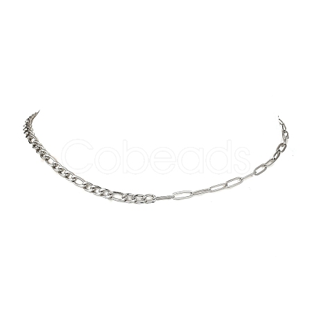 4.5MM 04 Stainless Steel Figaro Chain Paperclip Chain Necklaces NJEW-JN05576-1