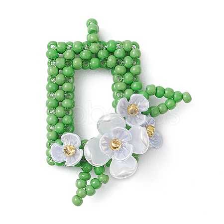 Beaded Rectangle with Flower Charms PALLOY-MZ01144-03-1
