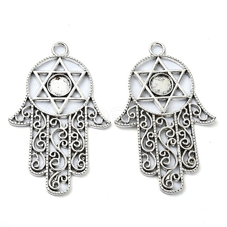 Tibetan Style Alloy Pendant Cabochon Settings TIBE-H142-10AS-1