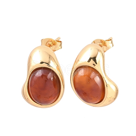 304 Stainless Steel & Resin Stud Earrings EJEW-L317-07G-02-1