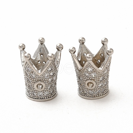 Rack Plating Brass Micro Pave Cubic Zirconia Beads ZIRC-C043-01P-1