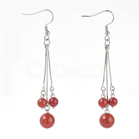 Natural Carnelian Dangle Earrings EJEW-JE02813-02-1