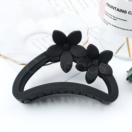 Amber Color Hollow Hair Clip with Matte Half Round Arc Flower. ST9175296-1