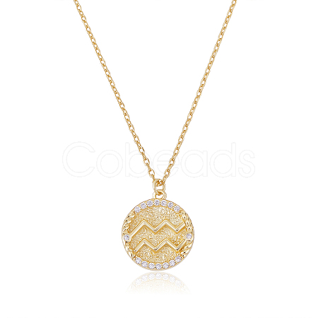 925 Sterling Silver 12 Constellation Necklace Gold Horoscope Zodiac Sign Necklace Round Astrology Pendant Necklace with Zircons Birthday Jewelry Gift for Women Men JN1089A-1