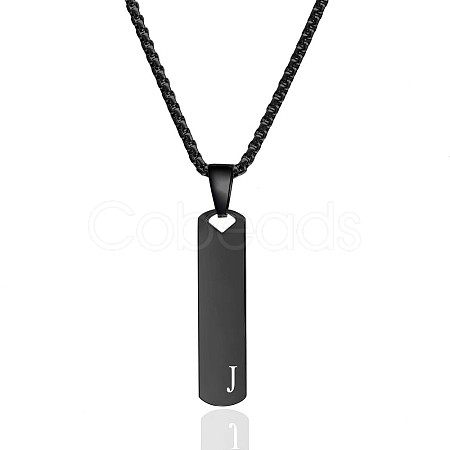 304 Stainless Steel Rectangle with Letter Pendant Box Chain Necklaces FS-WGD7C78-36-1