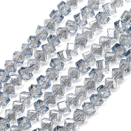 Electroplate Transparent Glass Beads Strands GL-CBA7A17-01A-05-1