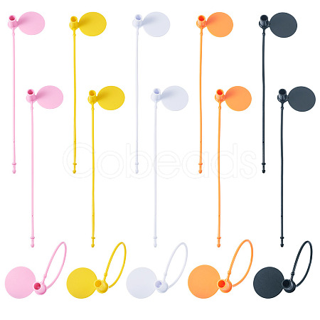 50Pcs 5 Colors Flat Round Plastic Hang Tag Fasteners FIND-TA0010-02-1