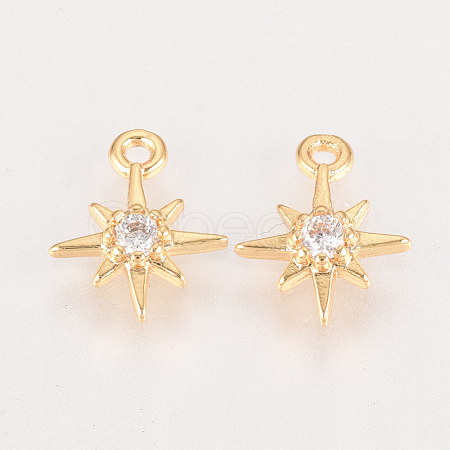 Brass Cubic Zirconia Charms ZIRC-Q002-143G-1