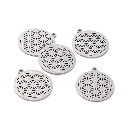 Non-Tarnish 201 Stainless Steel Sacred Geometric Pendants STAS-S105-JN899-1-1