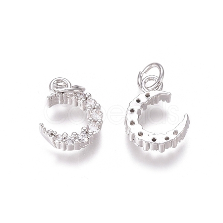 Brass Micro Pave Clear Cubic Zirconia Charms ZIRC-I036-02P-1
