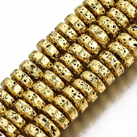 Electroplated Natural Lava Rock Beads Strands G-T114-67G-1