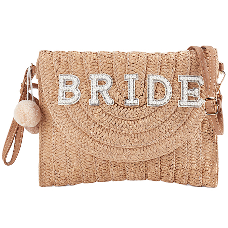 Women's Straw Knitted Bag AJEW-WH0348-17-1