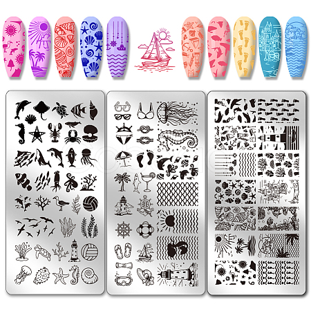 Stainless Steel DIY Nail Art Templates MRMJ-WH0092-093-1