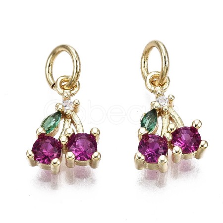 Brass Micro Pave Green & Purple Cubic Zirconia Charms ZIRC-S067-006-NR-1