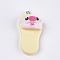 Handmade Polymer Clay Pendants, with Iron Findings, Slipper with Piggy Head, Platinum, Lemon Chiffon, 42~43x19~20x11~14mm, Hole: 1.5mm