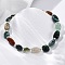 Natural Indian Agate Beaded Bracelets for Women, Nuggets, with 201 Stainless Steel Findings, 7-1/2 inch(19.2cm)