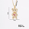 Fashionable Brass Pave Rose Rhinestone Cable Chain Heart Bear Pendant Necklaces for Women, Golden, 15.75 inch(400mm)