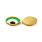 Ion Plating(IP) 304 Stainless Steel Beads, with Enamel, Real 18K Gold Plated, Eye, Green, 8x13.5x3mm, Hole: 1.8mm