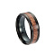 Titanium Steel Wide Band Finger Rings, with Acacia, Size 13, Gunmetal, 22.3mm