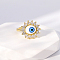 Evil Eye Stainless Steel Open Cuff Rings for Women, Golden, Sun, No Size