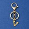 304 Stainless Steel Initial Letter Charm Keychains, with Alloy Clasp, Golden, Letter V, 8.5cm