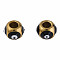 201 Stainless Steel Enamel Beads, Round with Evil Eye, Golden, Black, 8.5x8.5x6mm, Hole: 3mm