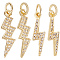 Beebeecraft 12Pcs 2 Styles Brass Micro Pave Cubic Zirconia Pendants, with Jump Rings, Long-Lasting Plated, Lightning Bolt Charm, Golden, 17.5~20x6x1.5~2mm, Hole: 1.8~3mm, 6pcs/style