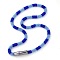 Glass Crochet Beaded Necklace, Fashion Nepal Necklace with Alloy Magnetic Clasps, Medium Blue, 17.87 inch(45.4cm)