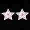 Christmas Theme Spray Painted Wood Pendants, Single-Sided Printed, Star with Snowflake, White, 47x49x2.5mm, Hole: 2mm