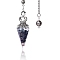 Natural Snowflake Obsidian Chip & Resin Dowsing Pendulum Big Pendants, with Platinum Plated Metal Crown, Cone Charm, 300mm