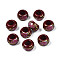 Flower Printed Opaque Acrylic Rondelle Beads, Large Hole Beads, Dark Red, 15x9mm, Hole: 7mm