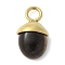 304 Stainless Steel Natural Tiger Eye Pendants, Acorn Charms, Real 18K Gold Plated, 15.5~16x9~9.5x5~6mm, Hole: 3mm