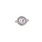 Alloy Enamel Links Connectors, with Crystal Rhinestones, Flat Round with Letter, Silver Color Plated, Letter.T, 22x16x2mm, Hole: 1.8mm