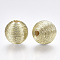 Wood Beads Covered with Polyester Cord Wire, Round, Light Gold, 16~17x15.5~16mm, Hole: 3~4mm