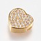 Brass Micro Pave Cubic Zirconia Beads, Heart, Clear, Golden, 9x9.5x4mm, Hole: 1.2mm