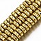 Electroplated Natural Lava Rock Beads Strands, Heishi Beads, Flat Round/Disc, Bumpy, Golden Plated, 8x4mm, Hole: 1.2mm, about 105pcs/strand, 15.75 inch(40cm)