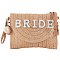 Women's Straw Knitted Bag, Summer Beach Purse Crossbody Bag, Boho Word Bride Envelope Clutch Bag, with PU Leather Belt, Peru, 52cm