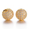 CZ Brass Micro Pave Cubic Zirconia Round Beads ZIRC-L017-03G-1